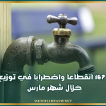 167 انقطاعا واضطرابا في توزيع الماء خلال شهر مارس