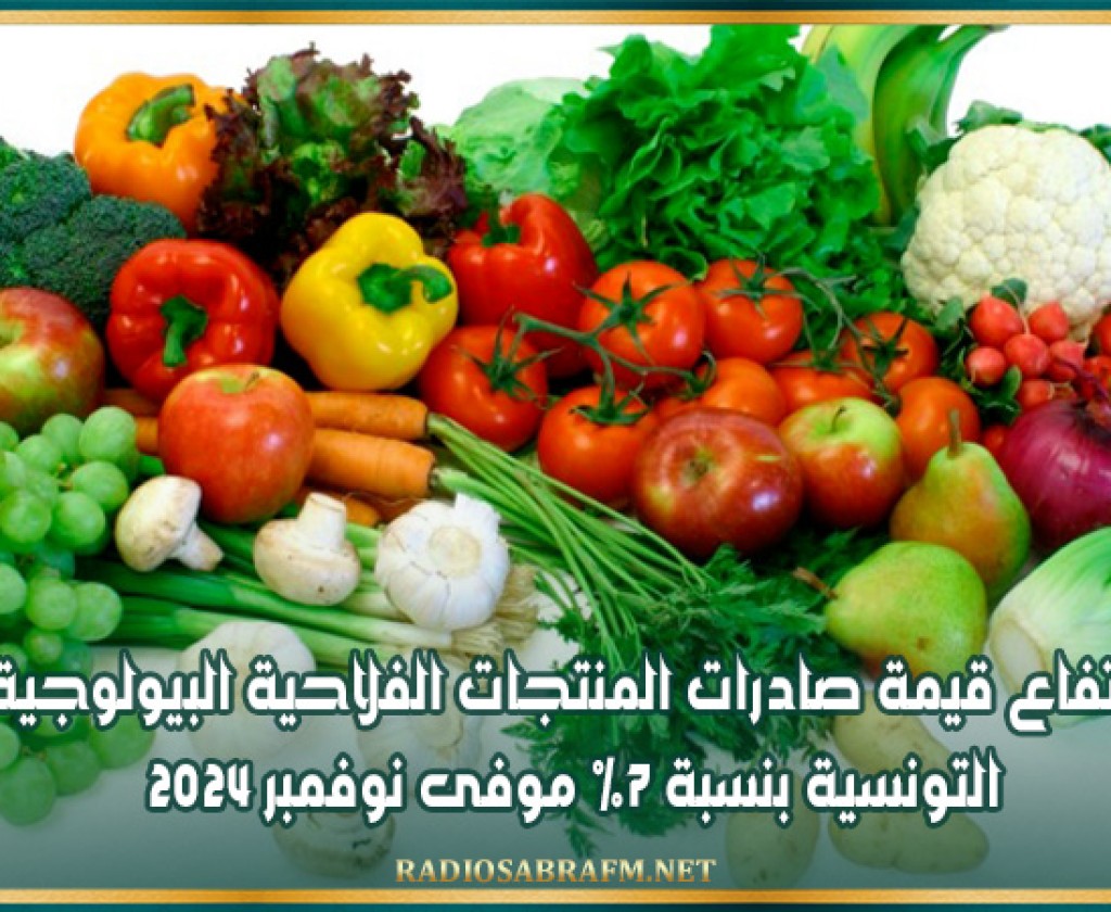 ارتفاع قيمة صادرات المنتجات الفلاحية البيولوجية التونسية بنسبة 7% موفى نوفمبر 2024