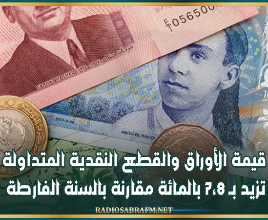 قيمة الأوراق والقطع النقدية المتداولة تزيد بـ 7،8 بالمائة مقارنة بالسنة الفارطة