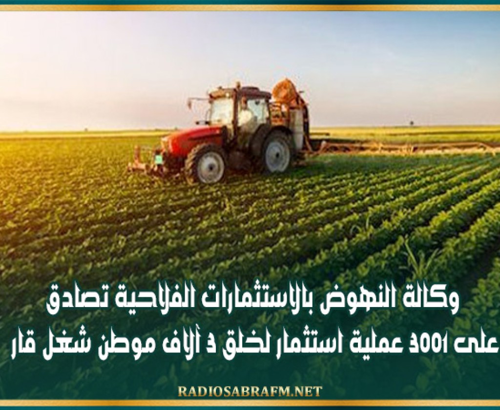 وكالة النهوض بالاستثمارات الفلاحية تصادق على 3001 عملية استثمار لخلق 3 آلاف موطن شغل قار