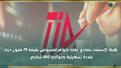 هيئة الاستثمار تصادق على حوافز لمشروعين بقيمة 79 مليون دينار بقدرة تشغيلية بحوالي 800 شخص