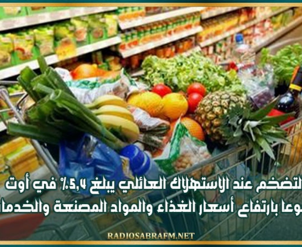 التضخم عند الاستهلاك العائلي يبلغ 5,4% في أوت مدفوعا بارتفاع أسعار الغذاء والمواد المصنعة والخدمات