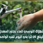 معدل استهلاك التونسي للماء تجاوز المعدل العالمي ليبلغ 120 لترا في اليوم للفرد الواحد