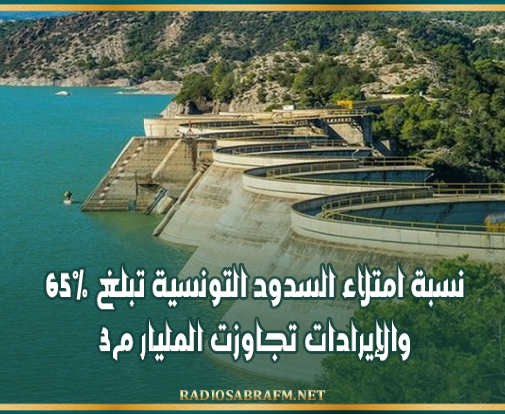 نسبة امتلاء السدود التونسية تبلغ 65% والإيرادات تجاوزت المليار م3