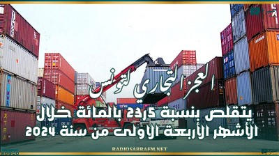 العجز التجاري لتونس يتقلص بنسبة 5ر23 بالمائة خلال الأشهر الأربعة الاولى من سنة 2024
