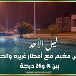 ليل الأحد: طقس مغيم مع أمطار غزيرة والحرارة بين 14 و26 درجة