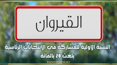القيروان: النسبة الاولية للمشاركة في الانتخابات الرئاسية بلغت 28 بالمائة