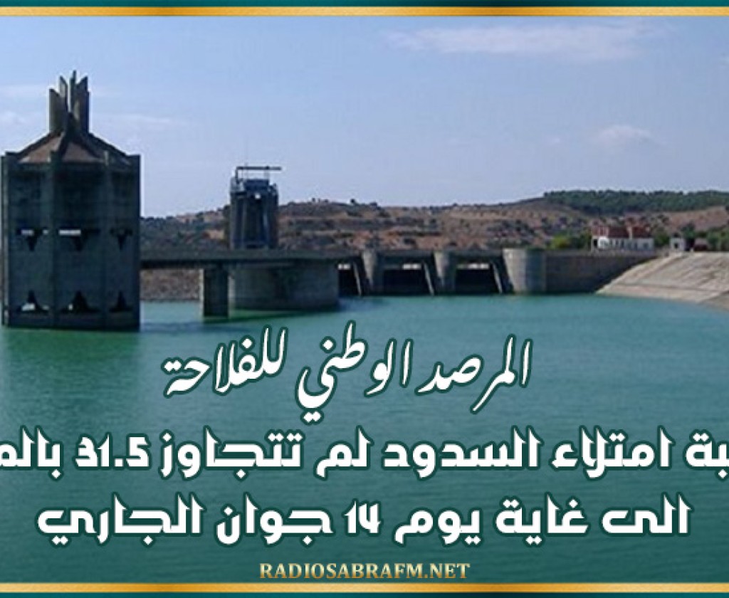 المرصد الوطني للفلاحة: نسبة امتلاء السدود لم تتجاوز 31.5 بالمائة الى غاية يوم 14 جوان الجاري