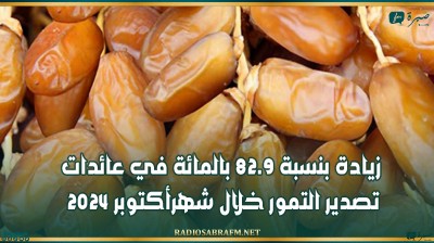 زيادة بنسبة 82.9 بالمائة في عائدات تصدير التمور خلال شهرأكتوبر 2024