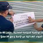 الهيئة الوطنية للسلامة الصحية: حجز 165 طنا من المواد الغذائية غير الآمنة وغلق 39 محلا