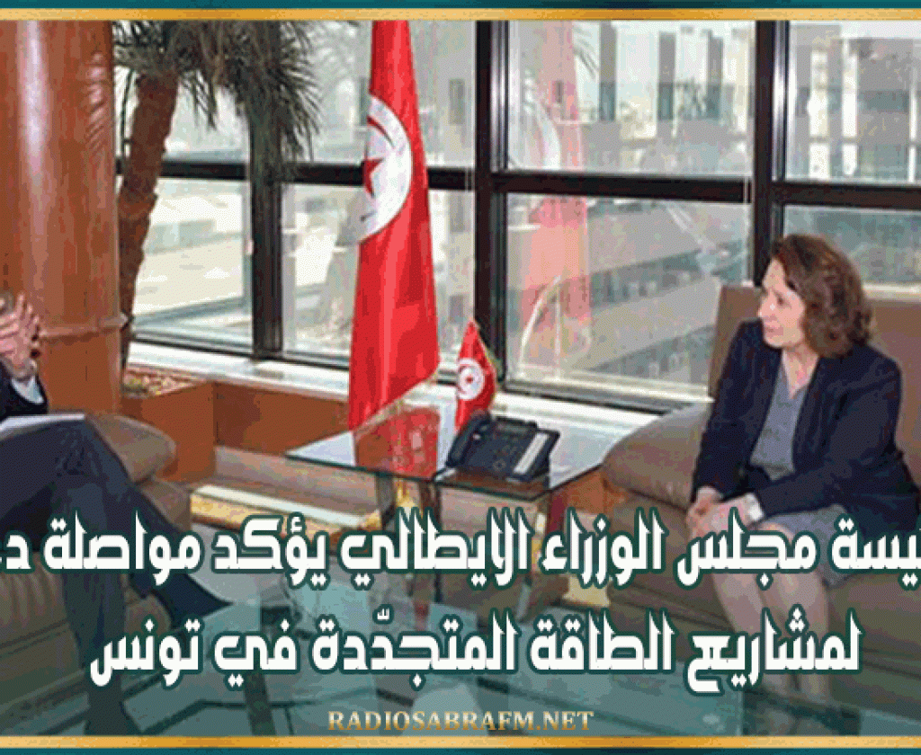 مستشار رئيسة مجلس الوزراء الايطالي يؤكد مواصلة دعم بلاده لمشاريع الطاقة المتجدّدة في تونس