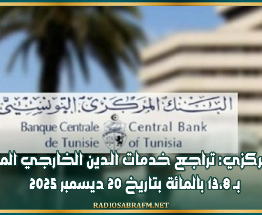 البنك المركزي: تراجع خدمات الـدين الخارجي المتراكمة بـ 13،8 بالمائة بتاريخ 20 ديسمبر 2025