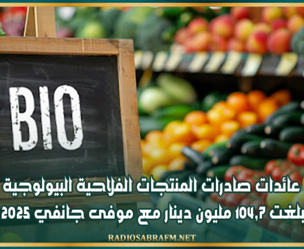 عائدات صادرات المنتجات الفلاحية البيولوجية بلغت 104,7 مليون دينار مع موفى جانفي 2025
