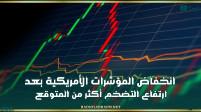 انخفاض المؤشرات الأمريكية بعد ارتفاع التضخم أكثر من المتوقع