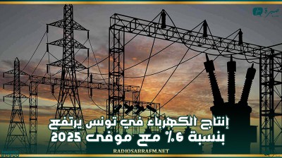 إنتاج الكهرباء في تونس يرتفع بنسبة 6% مع موفى 2025