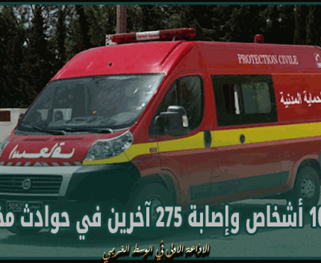 خلال 24 ساعة: وفاة 10 أشخاص وإصابة 275 آخرين في حوادث مختلفة