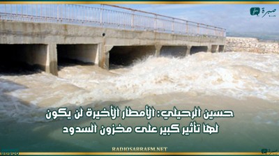حسين الرحيلي: الأمطار الأخيرة لن يكون لها تأثير كبير على مخزون السدود