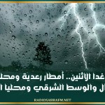 الليلة وغدا الاثنين.. أمطار رعدية ومحليا غزيرة بالشمال والوسط الشرقي ومحليا الجنوب