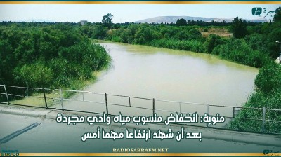 منوبة: انخفاض منسوب مياه وادي مجردة بعد أن شهد ارتفاعا مهما أمس
