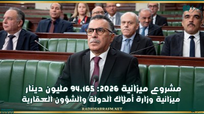مشروع ميزانية 2026: 94،165 مليون دينار ميزانية وزارة أملاك الدولة والشؤون العقارية