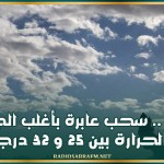 اليوم .. سحب عابرة بأغلب الجهات و الحرارة بين 25 و 32 درجة