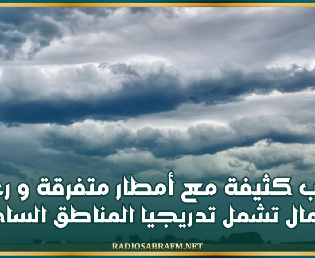 اليوم.. سحب كثيفة مع أمطار متفرقة ورعدية بالشمال تشمل تدريجيا المناطق الساحلية