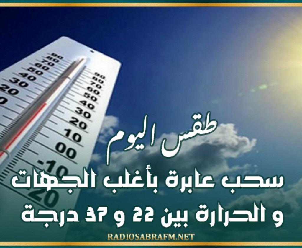 طقس اليوم: سحب عابرة بأغلب الجهات و الحرارة بين 22 و 37 درجة