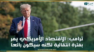 ترامب: الاقتصاد الأمريكي يمر بفترة انتقالية لكنه سيكون رائعا