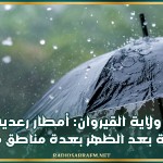 تشمل ولاية القيروان: أمطار رعدية غزيرة متوقعة بعد الظهر بعدة مناطق من البلاد