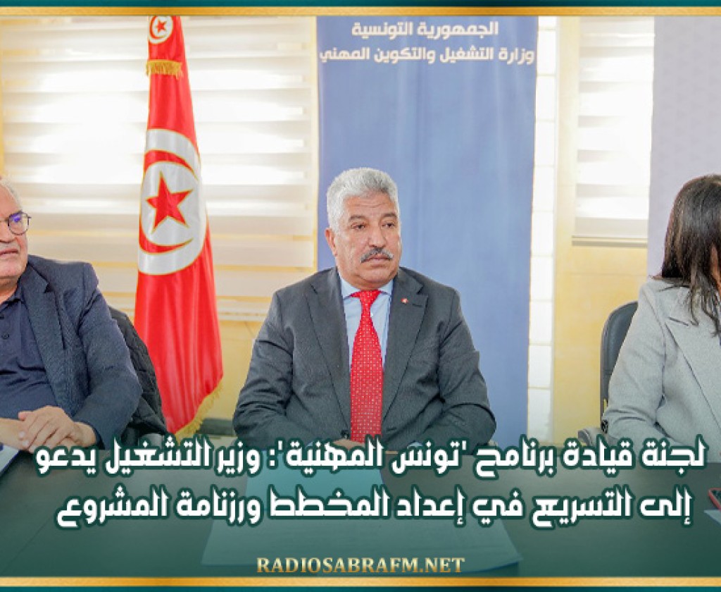 لجنة قيادة برنامح 'تونس المهنية': وزير التشغيل يدعو إلى التسريع في إعداد المخطط ورزنامة المشروع